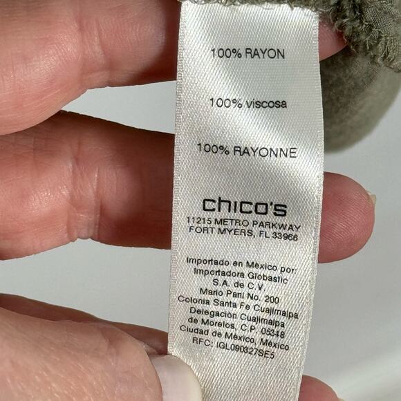 Chico’s Army Green Button Up Shirt Dress Size 3 - Picture 7 of 9